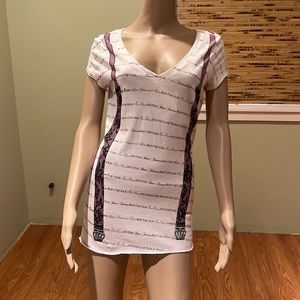 Born Famous Couture Graphic T-shirt With Purple Snakeprint Suspenders Size L